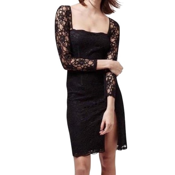 Long Sleeve Lace Midi Cocktail Dress 